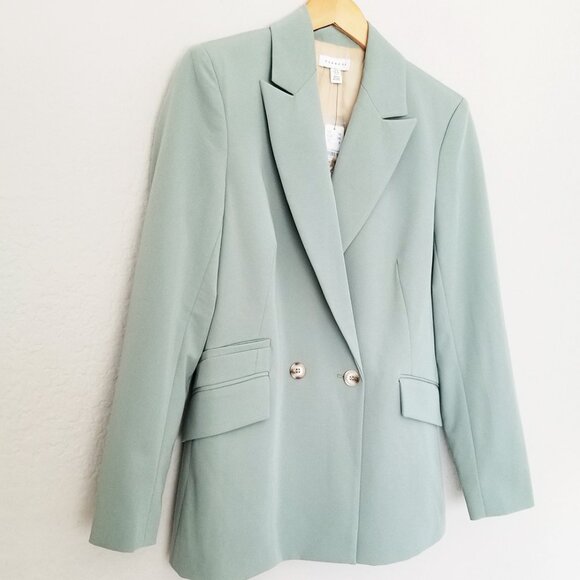 NEW Topshop Kiki Double Breasted Blazer Jacket Size 6 Sage Green Retro Chic $95 - Picture 6 of 16